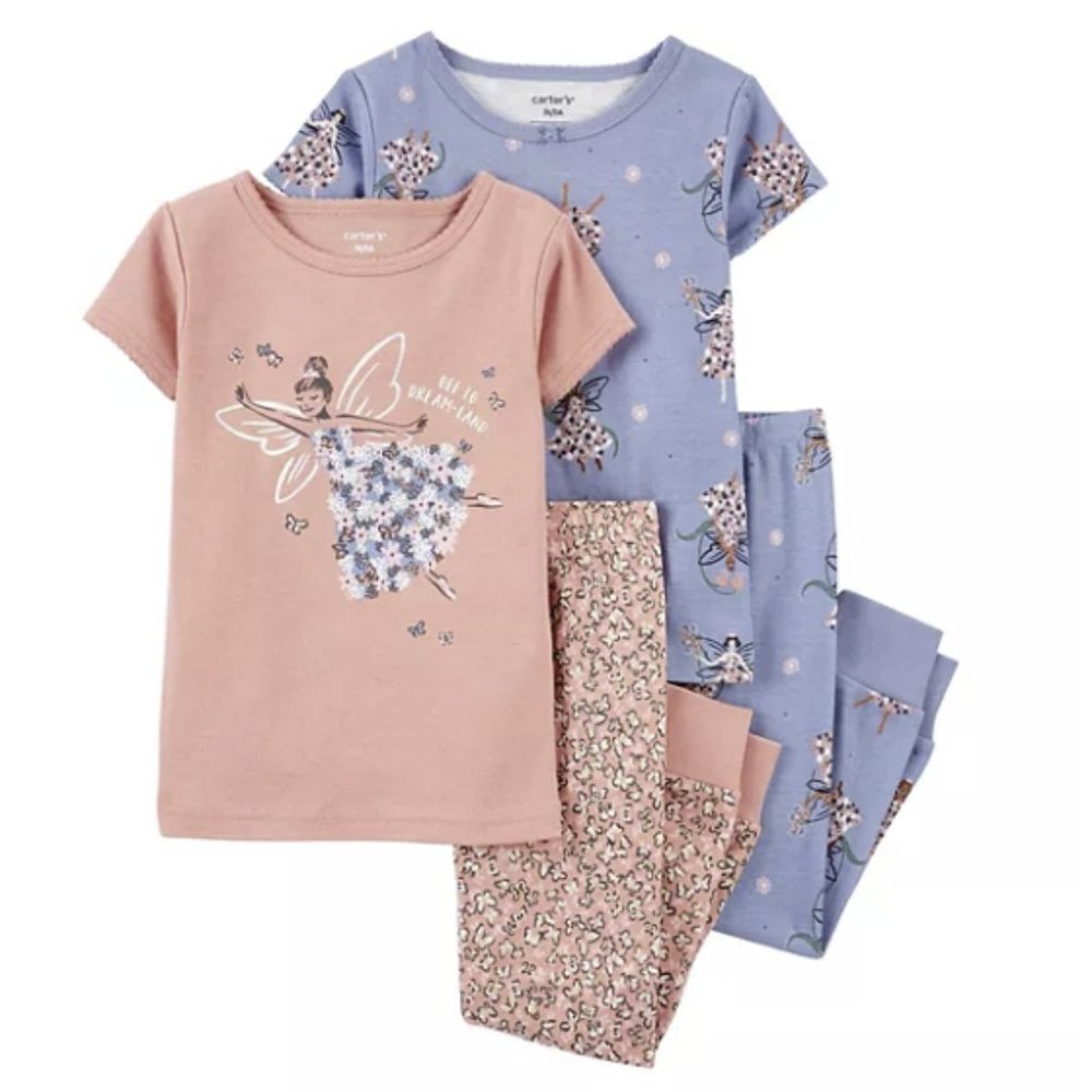 BABAY GIRL CARTERS FAIRY 2 TOPS AND 2 BOTTOMS PAJAMA SET SIZE 24M  #K69